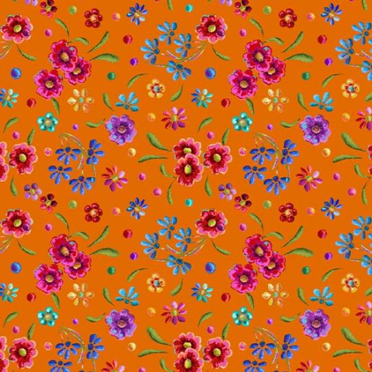 Odille Bailloeul, Organic Cotton, Ninia - Orange, per 1/2 yard, 18" x 55"