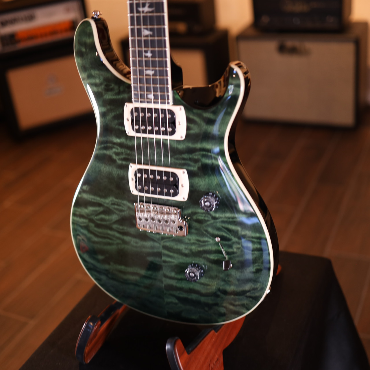 PRS SE Custom 24 Quilt Electric Guitar - Teal Black 4423