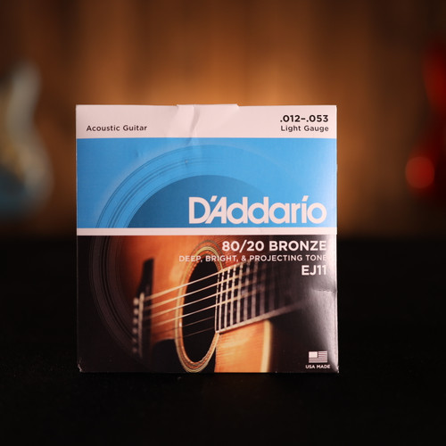 D'Addario EJ11 80/20 Bronze Acoustic Guitar Strings - .012-.053 Light