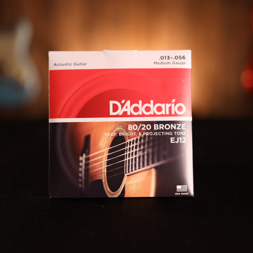 D'Addario EJ12 80/20 Bronze Acoustic Guitar Strings - .013-.056 Medium