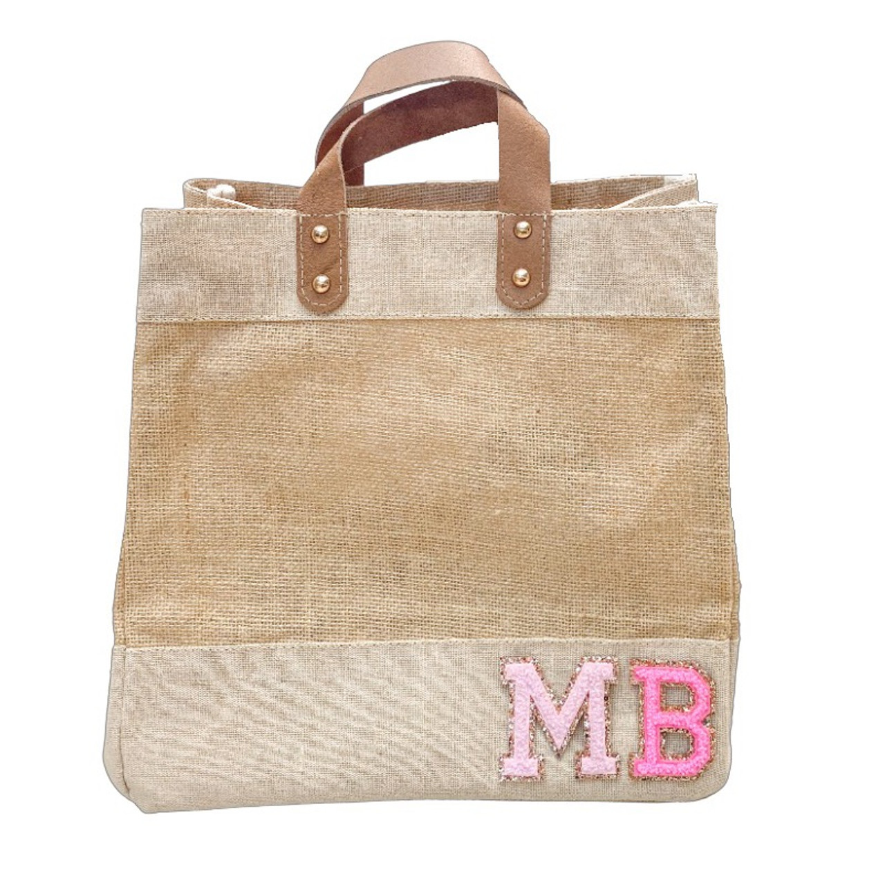 Mini Tote Beach Bag with Glitter Patches