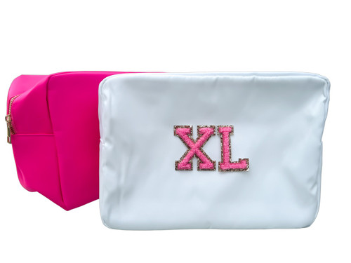 Extra Large Nylon Cosmetic Pouch with Glitter Patches