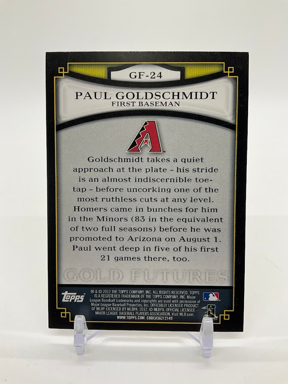 Paul Goldschmidt 2012 Topps Gold Futures #GF-24 Arizona Diamondback