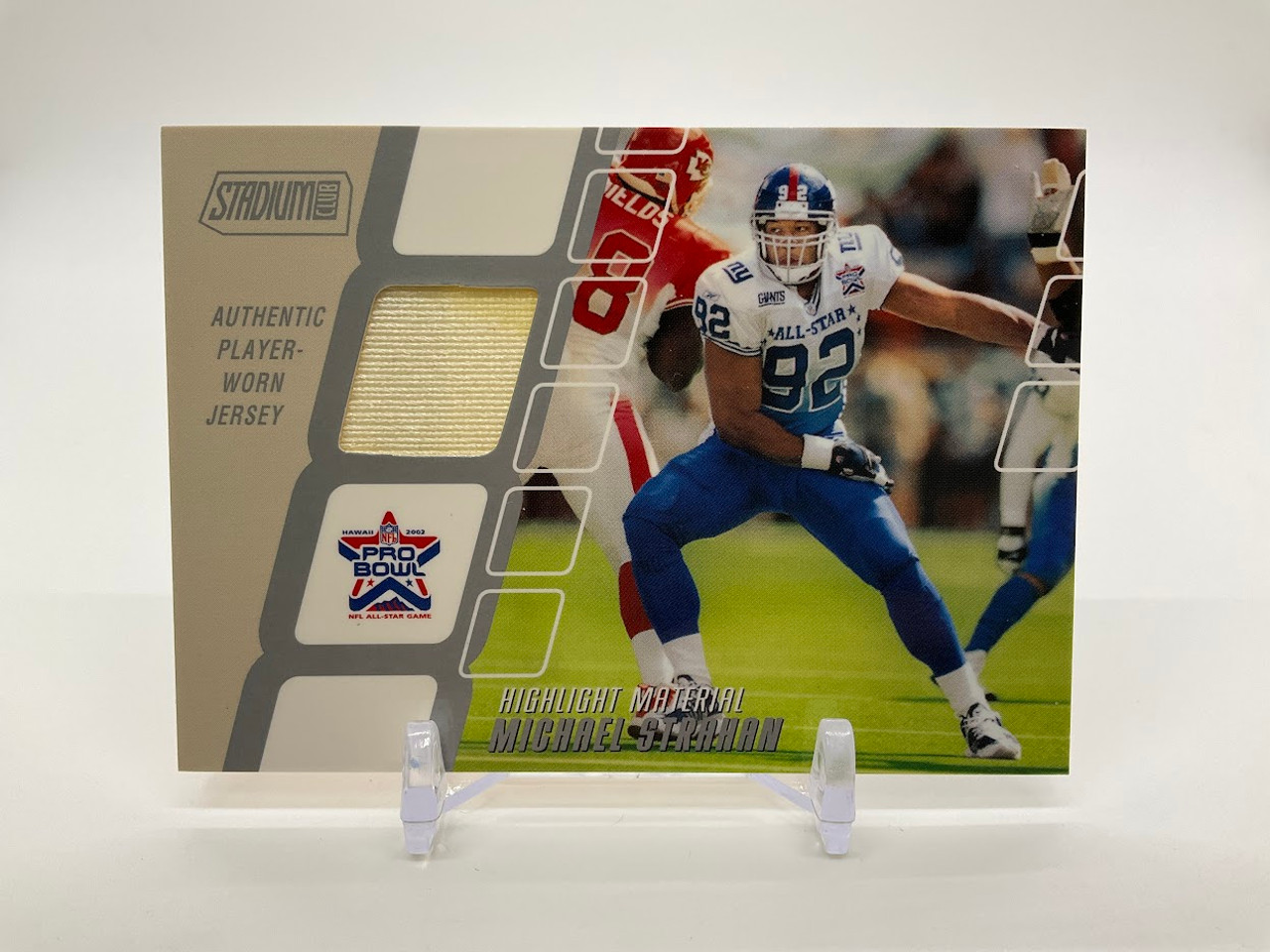 Michael Strahan 2002 Topps Stadium Club Highlight Material Jersey Swatch  0791/1499 #HM-MS All-Star