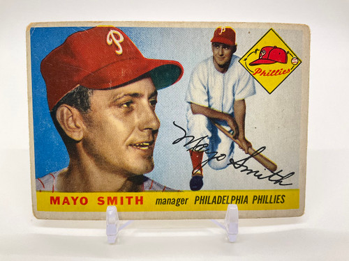 Mayo Smith 1955 Topps Rookie Card #130 Philadelphia Phillies GD