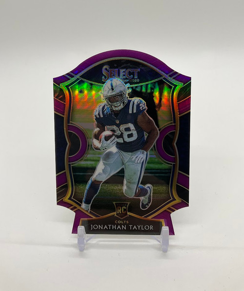 Jonathan Taylor 2020 Panini Select Concourse Purple Prizm Die-Cut Rookie Card #53 Indianapolis Colts