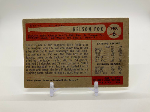 Nelson Fox 1954 Bowman #6 Chicago White Sox VG-EX #2