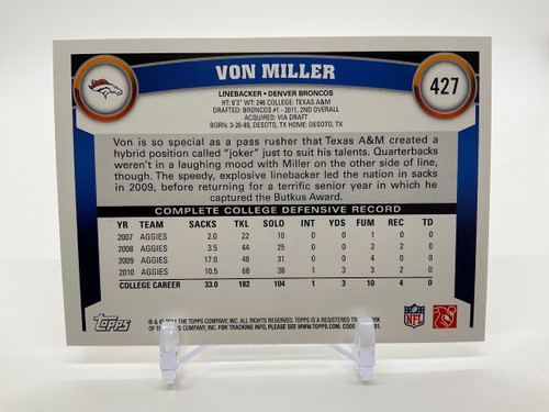 Von Miller 2011 Topps Rookie Card #427 Denver Broncos