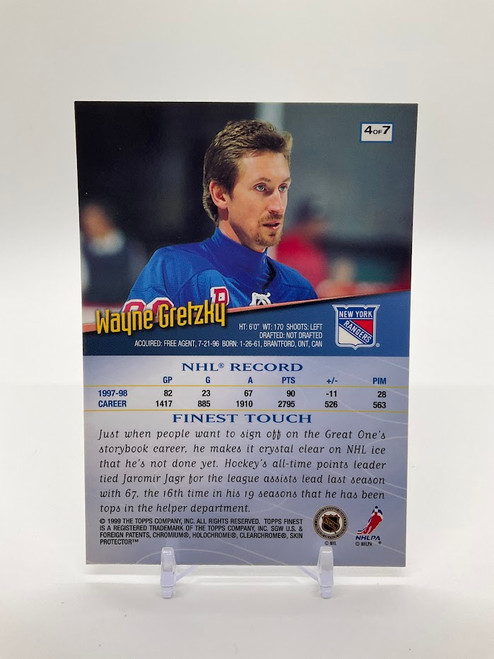 Wayne Gretzky 1998-99 Topps Finest Jumbo Card with Coating  #4 New York Rangers