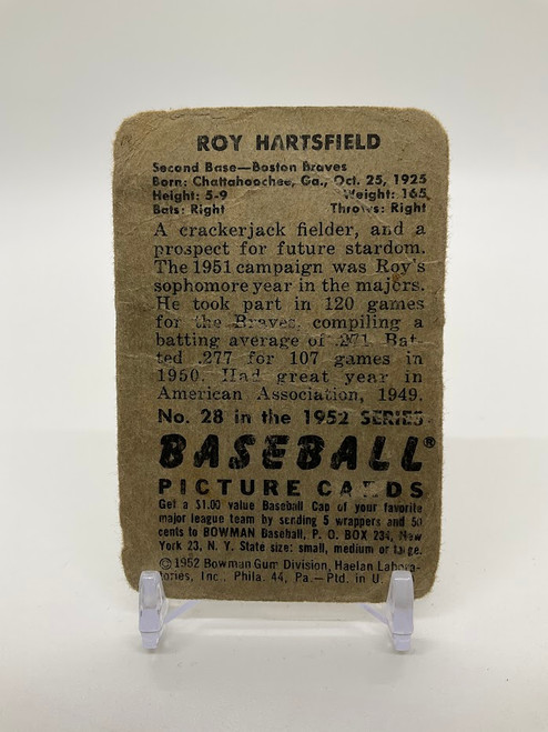 Roy Hartsfield 1952 Bowman #28 Boston Braves GD