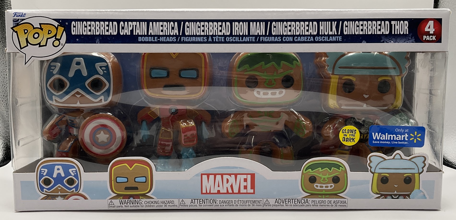 Funko Pop! Marvel: Holiday Gingerbread 4pk Vinyl Bobbleheads (Walmart  Exclusive)