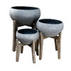 Urbanstyle Bowl with Timber •  3 sizes available  Legs  in Black |  Greystone  | Cement