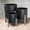 Urbanstyle Cylinder with Timber •  5 sizes available  Legs  in Black |  Greystone  | Cement