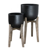Urbanstyle Egg with Timber Legs. 2 sizes in Black | Cement | Greystone