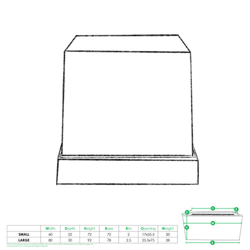 GardenLite Pedestal Drawing and Dimensions