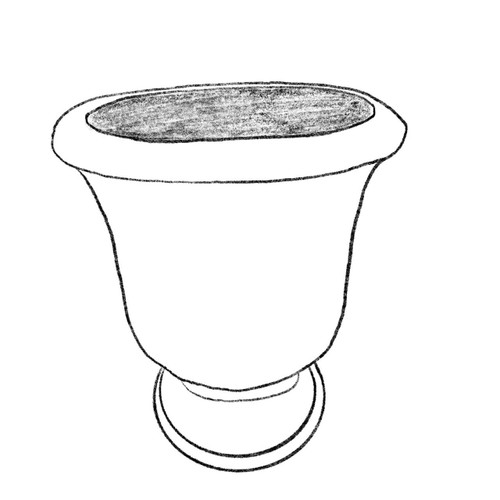 Antique Terracotta Chalice Planter Drawing
