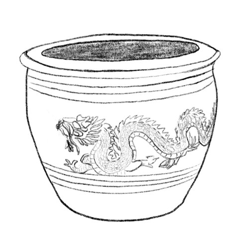 Dragon Planter Drawing