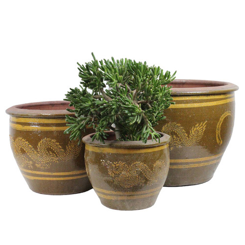 Dragon Planter Brown Set 3