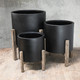 Urbanstyle Cylinder with Timber •  5 sizes available  Legs  in Black |  Greystone  | Cement