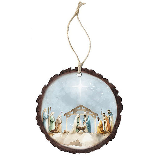 Watercolor Nativity-Blue Ornament