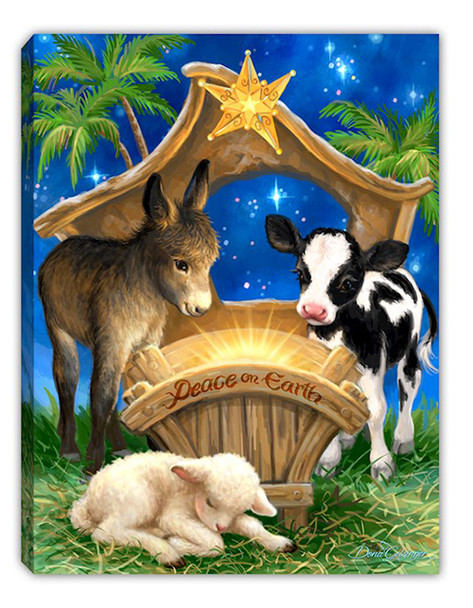 Born In A Manger - Mini Canvas Decor with LED Lights