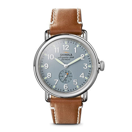Unisex Runwell Largo Tan Leather Strap Watch Slate Blue Dial