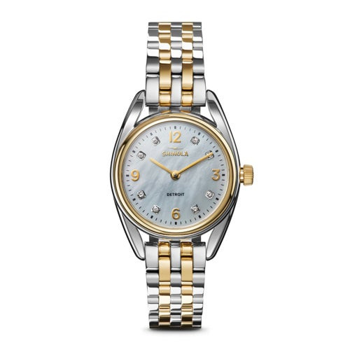 Ladies Diamond Derby Two-Tone STainless Steel Watch MOP Dial