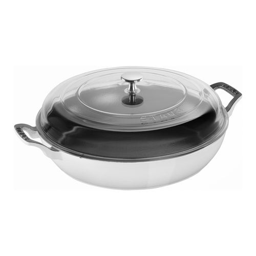 3.5qt Cast Iron Braiser w/ Glass Lid White