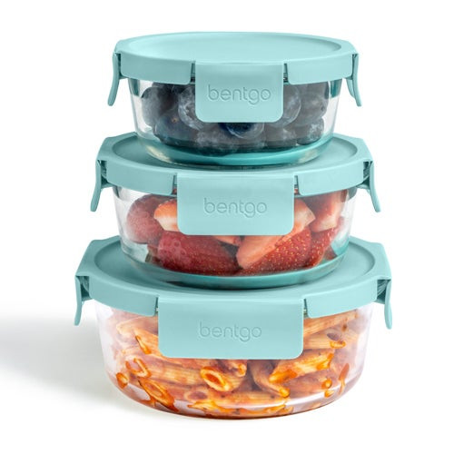 6pc Glass Leakproof Food Storage Set Soft Aqua