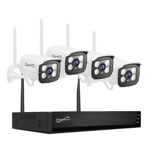 8-Channel HD Wireless Security System w/ 4 Indoor/Outdoor Cameras