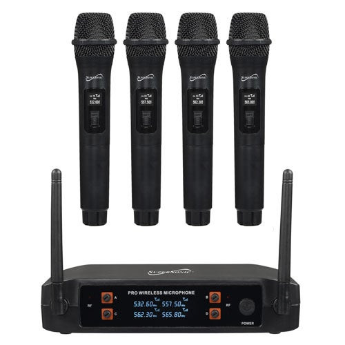 2.4Ghz 4-Channel Wireless Microphone System w/ 4 Microphones