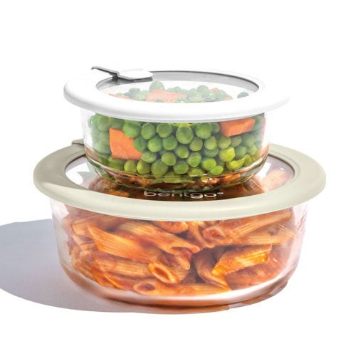 4pc Signature Glass Food Storage Set White Stone