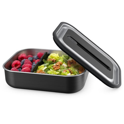 MicroSteel Microwaveable Leakproof Lunch Box w/ Divider Carbon Black