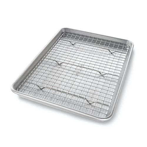 Nonstick Aluminized Steel Jelly Roll Pan w/ Cooling Rack