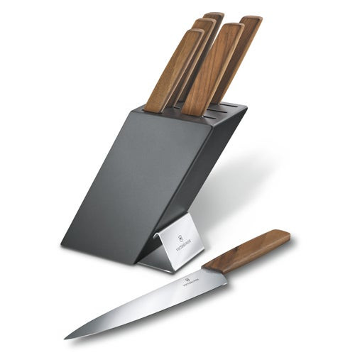 Swiss Modern 6pc Knife Block Set Walnut