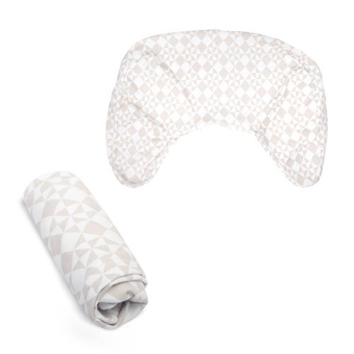 Boppy New Nursing Pillow Cotton Cover Organic Beige Checkered Quilt