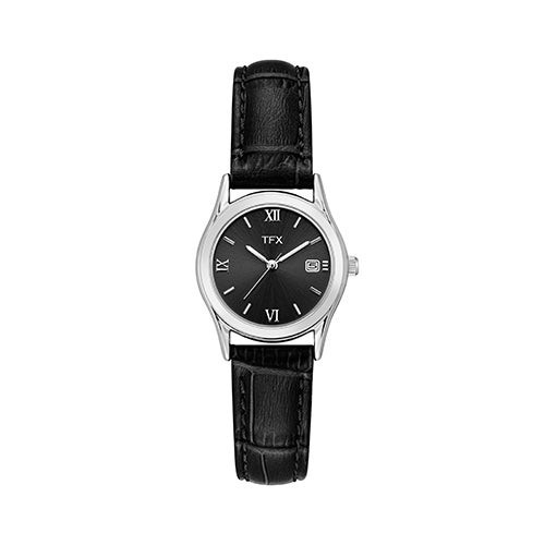 Ladies' TFX Black Leather Strap Watch  Black Dial