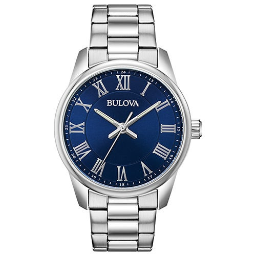 Men's Corporate Exclusive Silver-Tone Stainless Steel Watch  Blue Dial