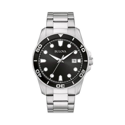 Mens Corporate Collection Silver-Tone Stainless Steel Watch Black Dial