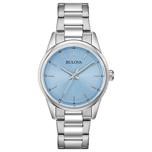 Ladies' Corporate Exclusive Silver-Tone Stainless Steel Watch  Light Blue Dial
