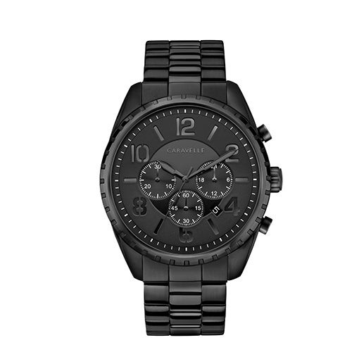 Men's Black Ion-Plated Chronograph Watch  Black Dial