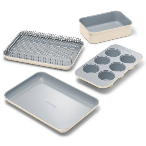 Mini Bakeware Set w/ Storage Organizer Cream