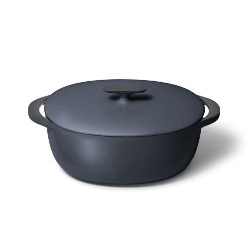 8.5qt Enameled Cast Iron Oval Dutch w/ Lid Midnight Blue