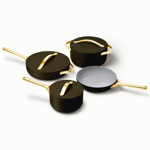 Iconics Non-Toxic Ceramic Nonstick Cookware Set Black/Gold