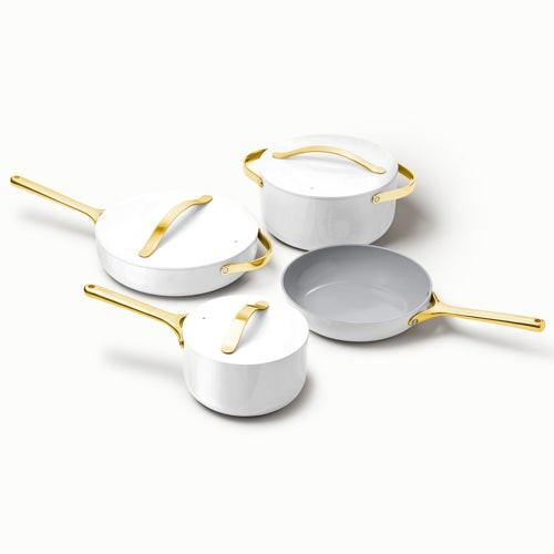 Iconics Non-Toxic Ceramic Nonstick Cookware Set White/Gold