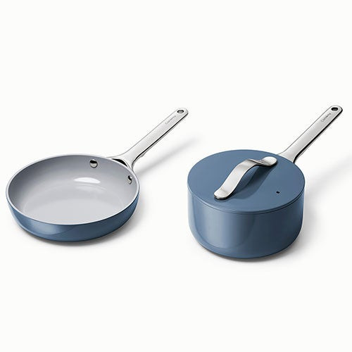 Nonstick Ceramic Minis Duo Cookware Set - Fry Pan & Saucepan Navy