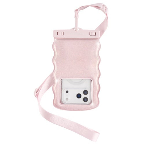 Wavy Waterproof Floating Phone Pouch - Large Ballet Pink Twinkle