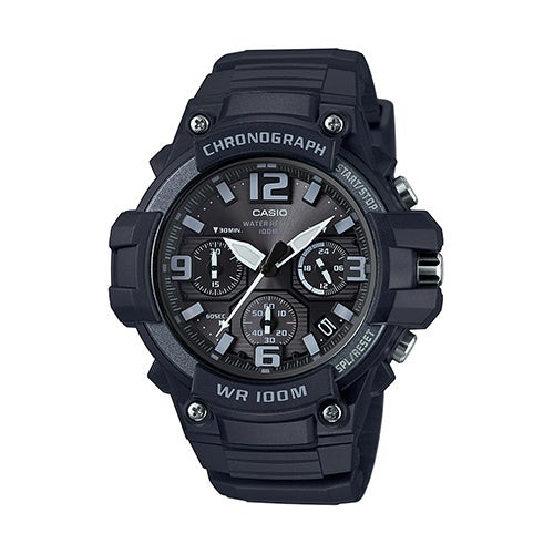 Mens Classic Chronograph Analog Resin Watch Black