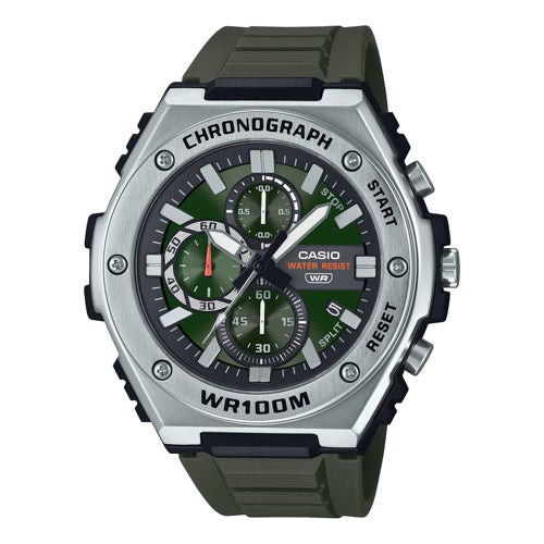 Unisex Sporty Analog Chronograph Dark Green Resin Strap Watch Dark Green Dial