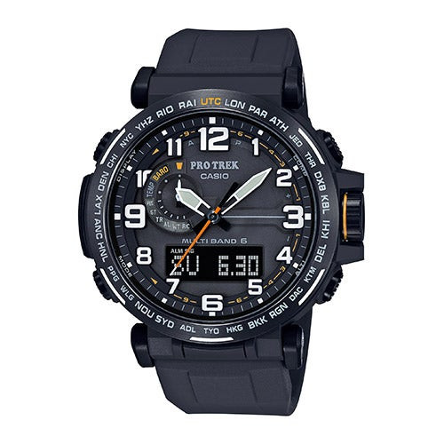 Mens Pro Trek Ana-Digi Triple Sensor Navy Silicon Strap Watch